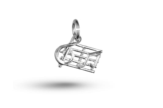 White gold Treble Clef With Notes charm.