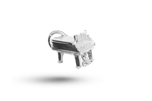 Luxury white gold baby grand piano charm.