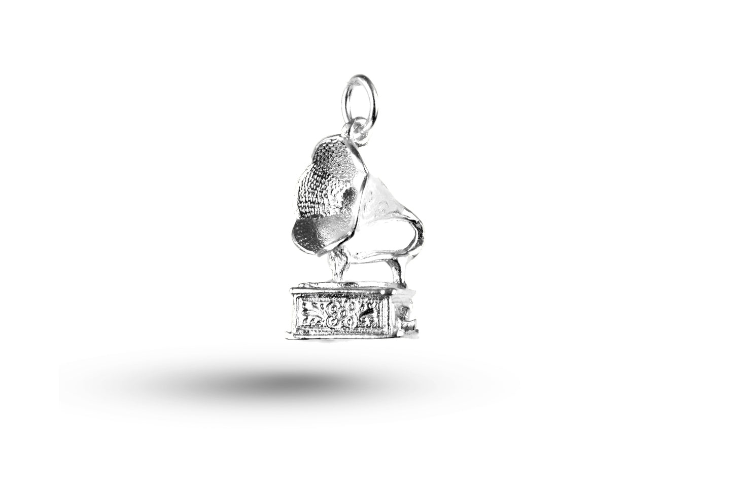 White gold Old Fashioned Gramophone charm.