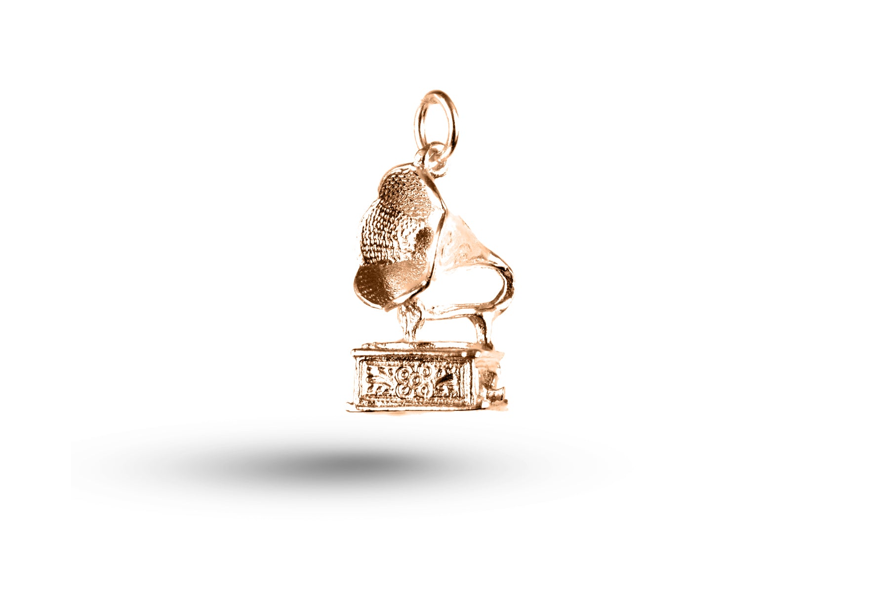 Rose gold Old Fashioned Gramophone charm.