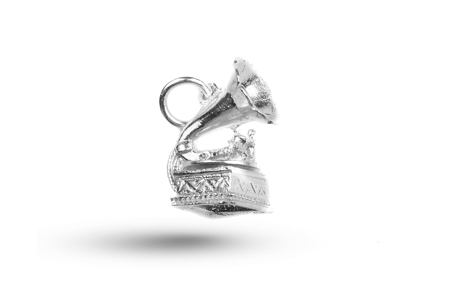 White gold Gramophone and Dancers charm.