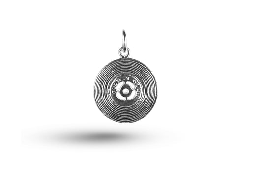 White gold Record charm.