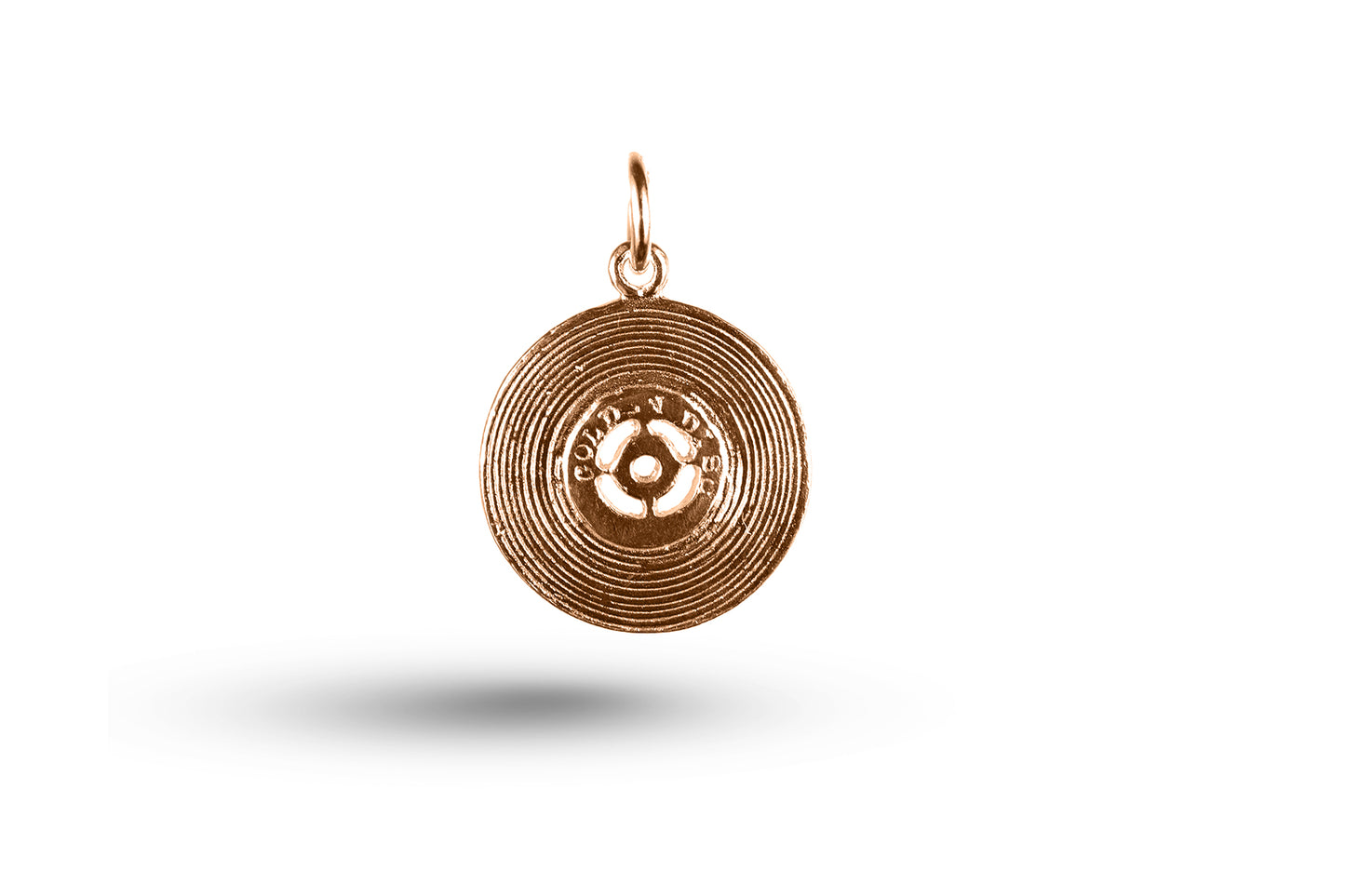 Rose gold Record charm.