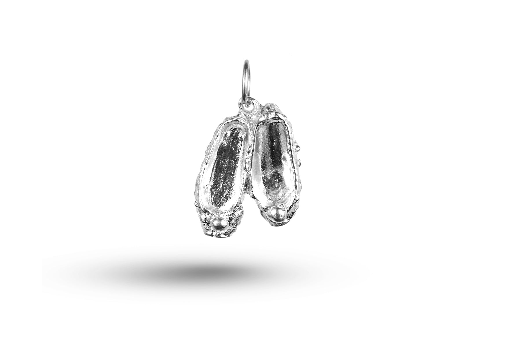 Luxury white gold ballet slippers charm.