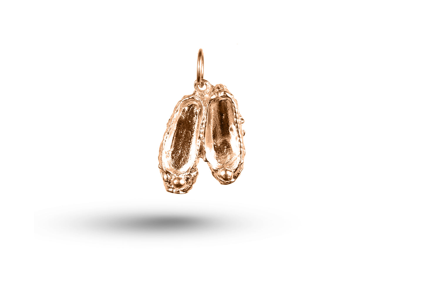 Luxury rose gold ballet slippers charm.