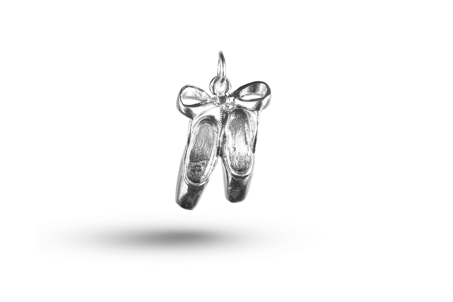 Luxury white gold Bow Ballet Slippers charm.