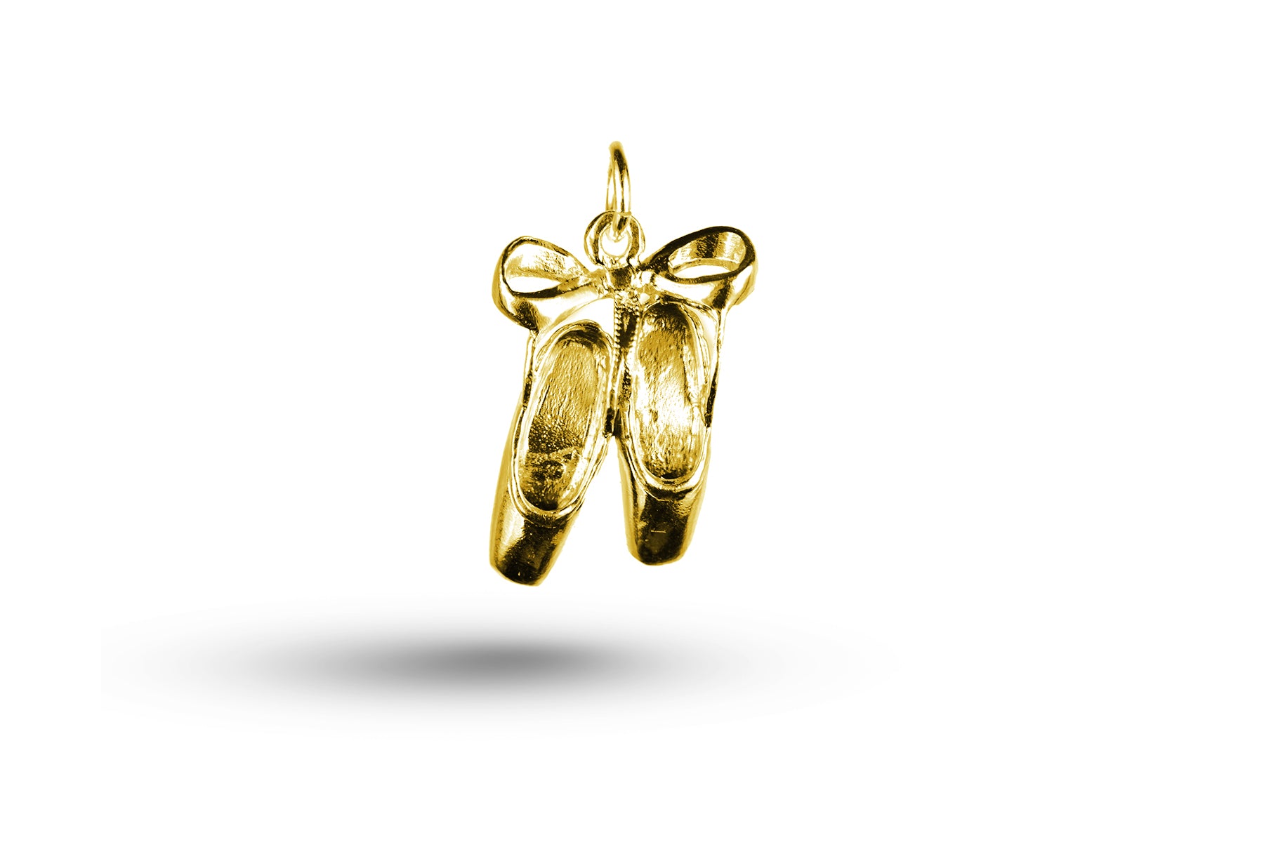 Luxury yellow gold Bow Ballet Slippers charm.