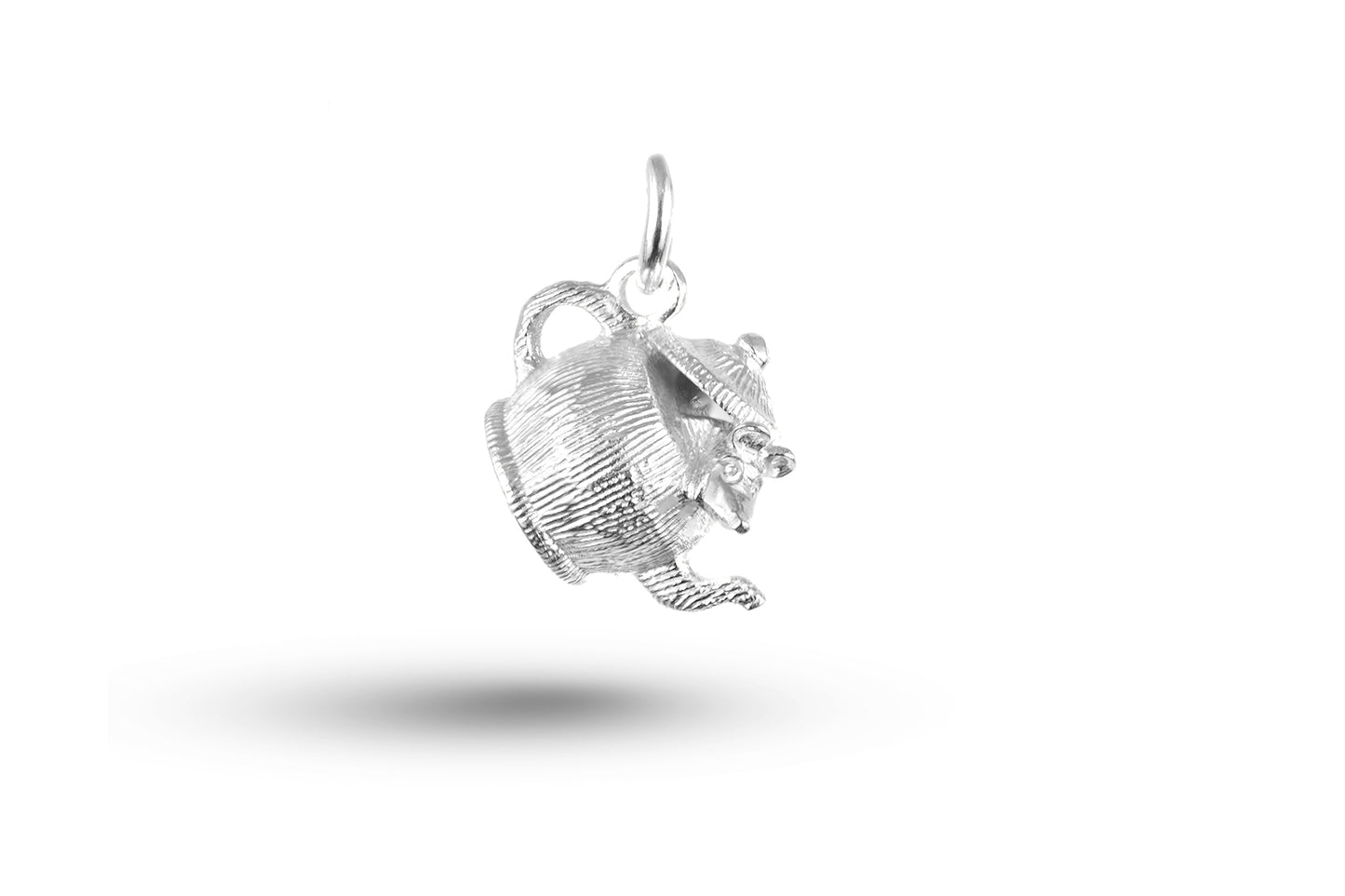 White gold Mouse in Kettle charm.