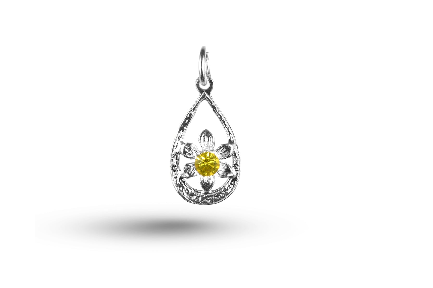 White gold Daffodil Flower charm.