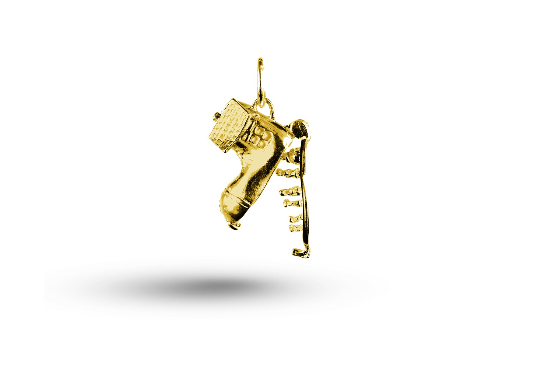 Yellow gold open Old Lady in Shoe charm.