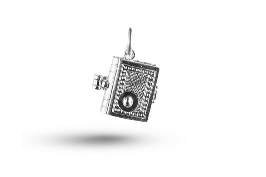 Luxury white gold Book Worm charm.