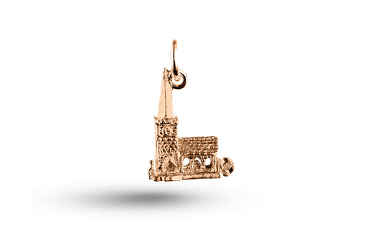 Rose gold Church charm.