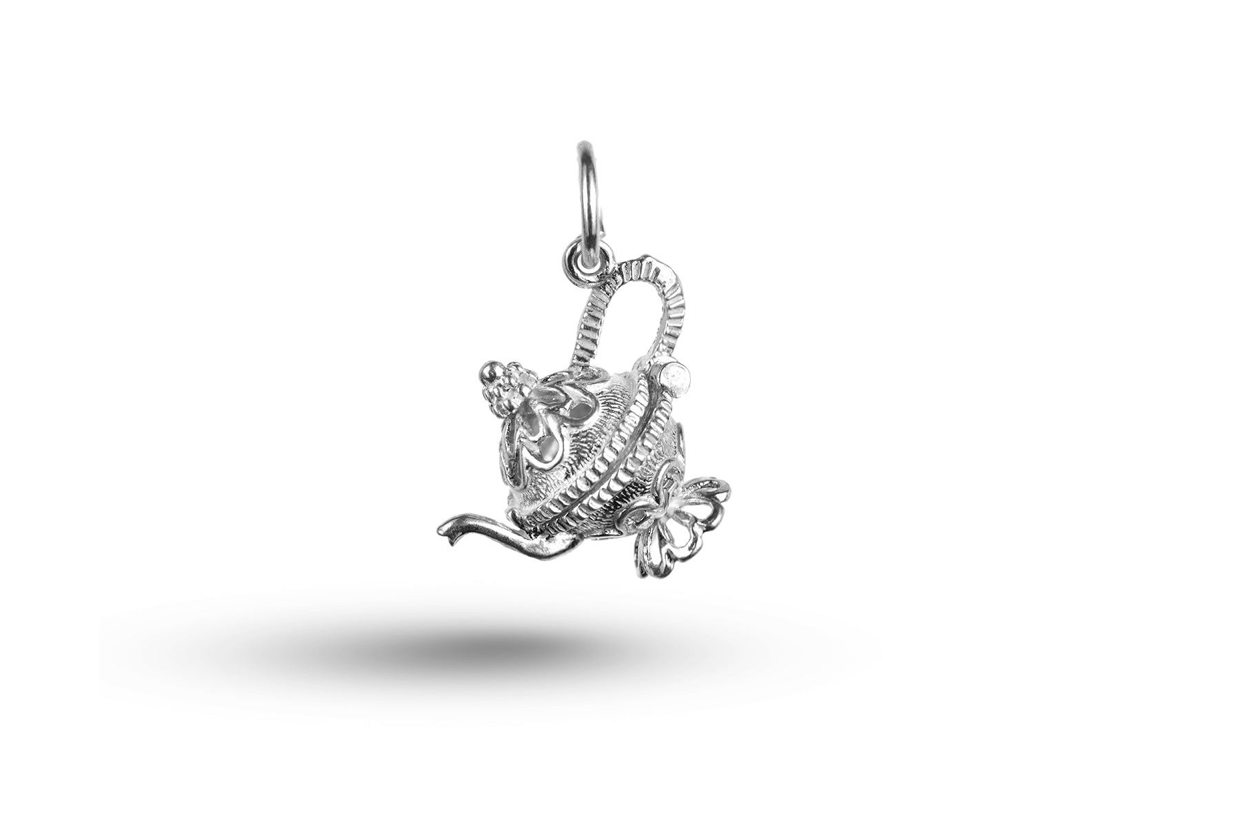 White gold Teapot charm.