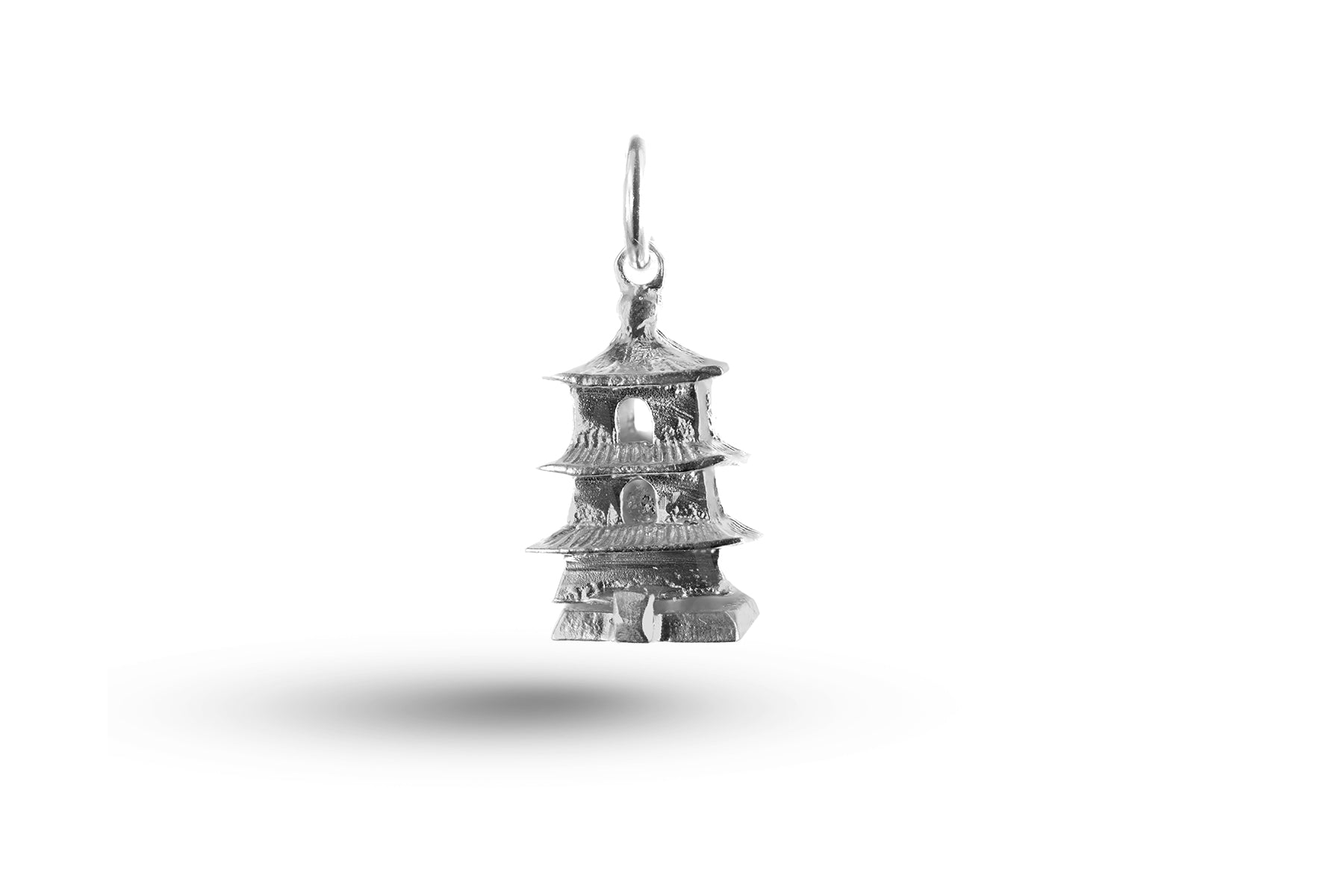 White gold Chinese Pagoda charm.