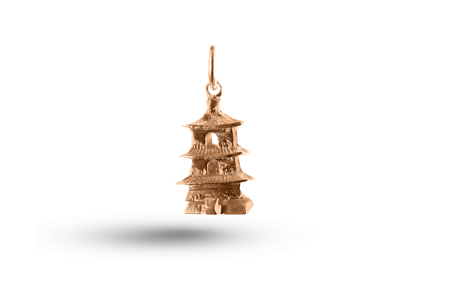 Rose gold Chinese Pagoda charm.