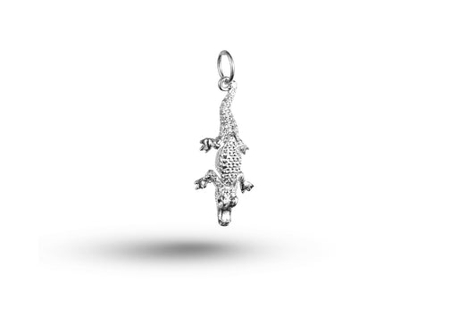 Luxury white gold articulated Crocodile charm.