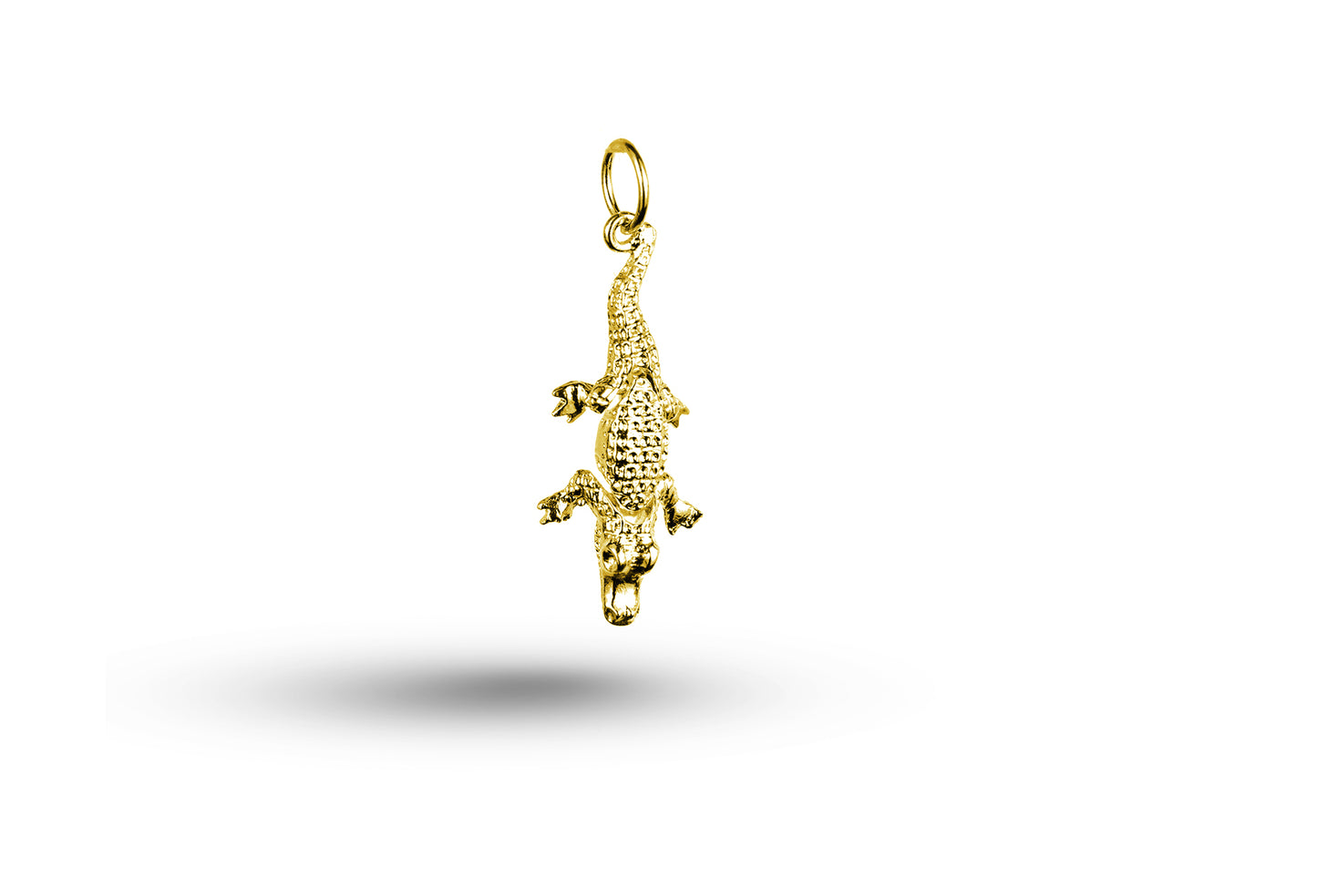Luxury yellow gold articulated Crocodile charm.