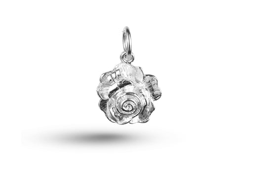 White gold Ladybird in Rose Flower Charm