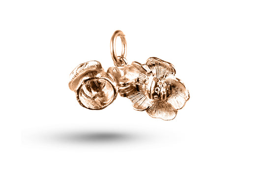 Rose gold open Ladybird in Rose Flower Charm