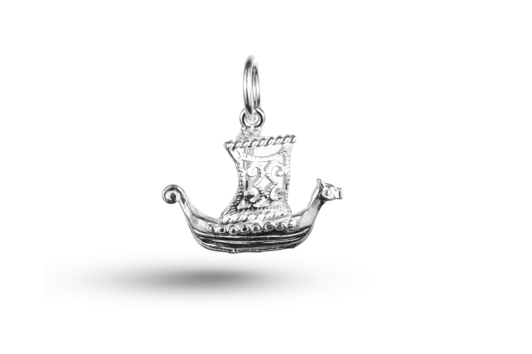 White gold Viking Ship charm.