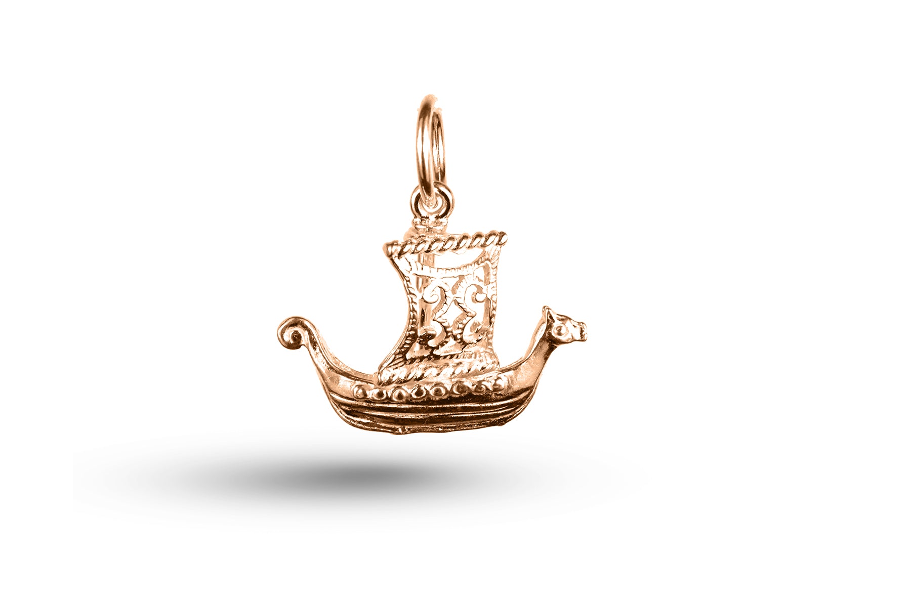 Rose gold Viking Ship charm.