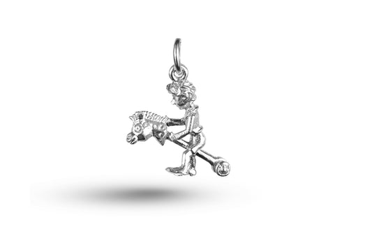 Luxury white gold Boy on Hobby Horse charm.