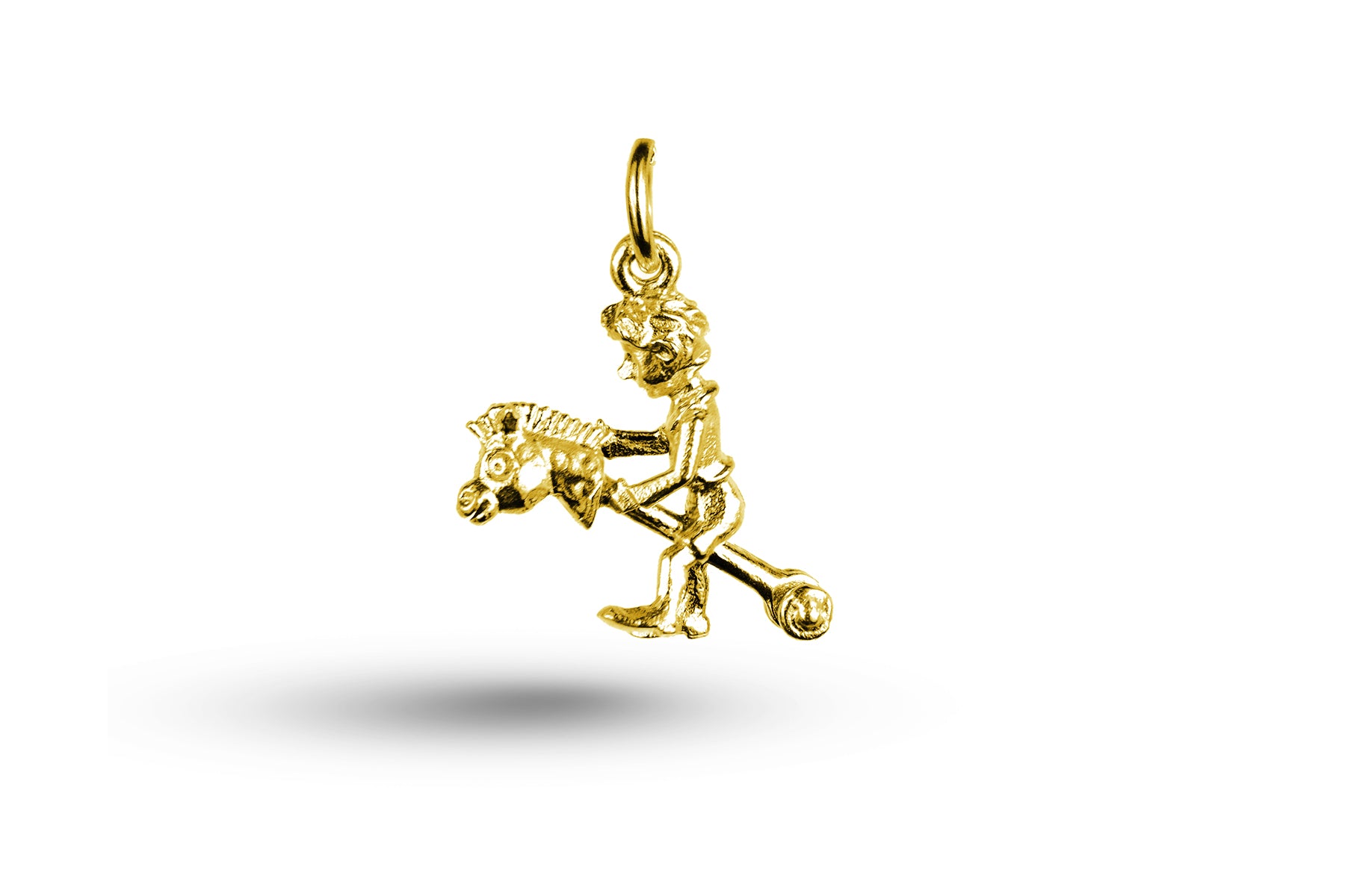 Luxury yellow gold Boy on Hobby Horse charm.