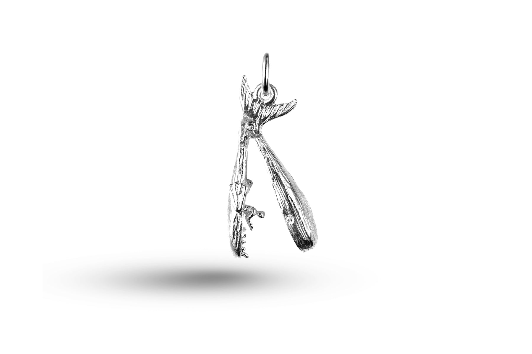 White gold open Whale charm.