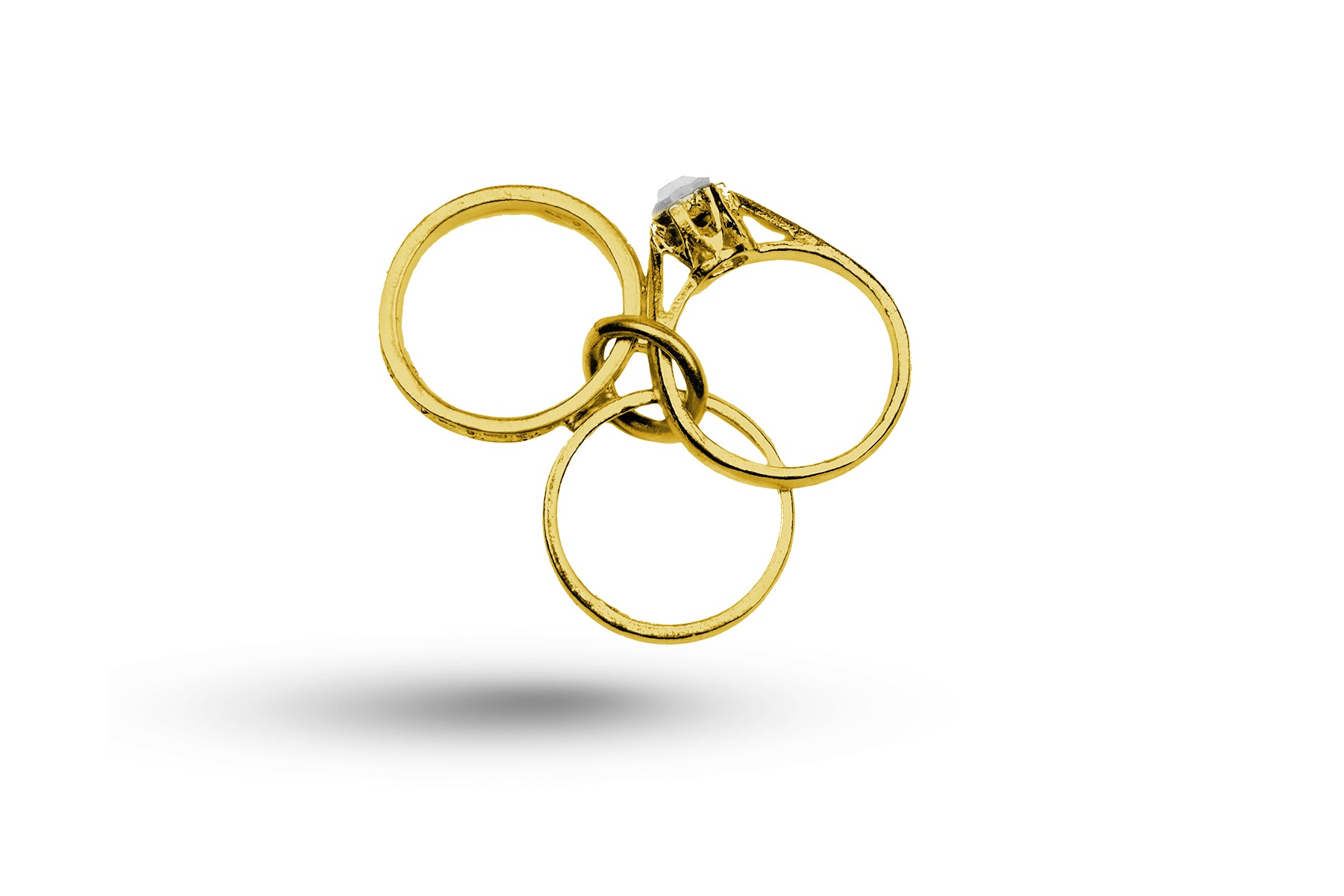 Yellow gold Engagement Wedding and Eternity Ring Set charm.