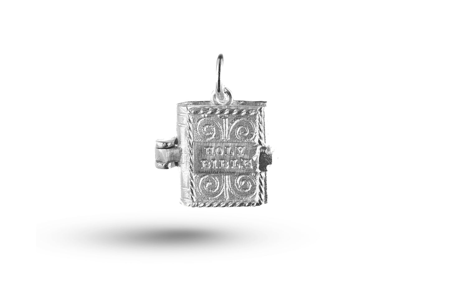 Luxury white gold Bible charm.