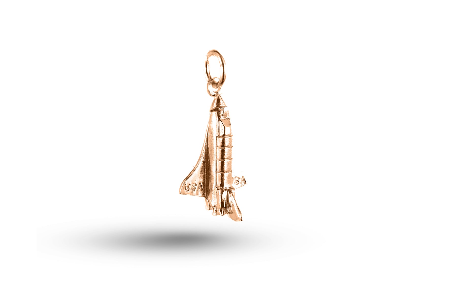 Rose gold Space Shuttle charm.