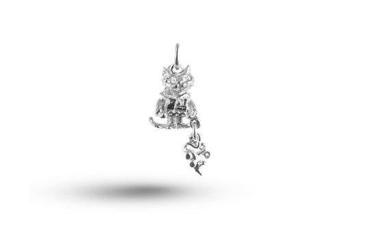 Luxury white gold Boy Cat with Train charm.