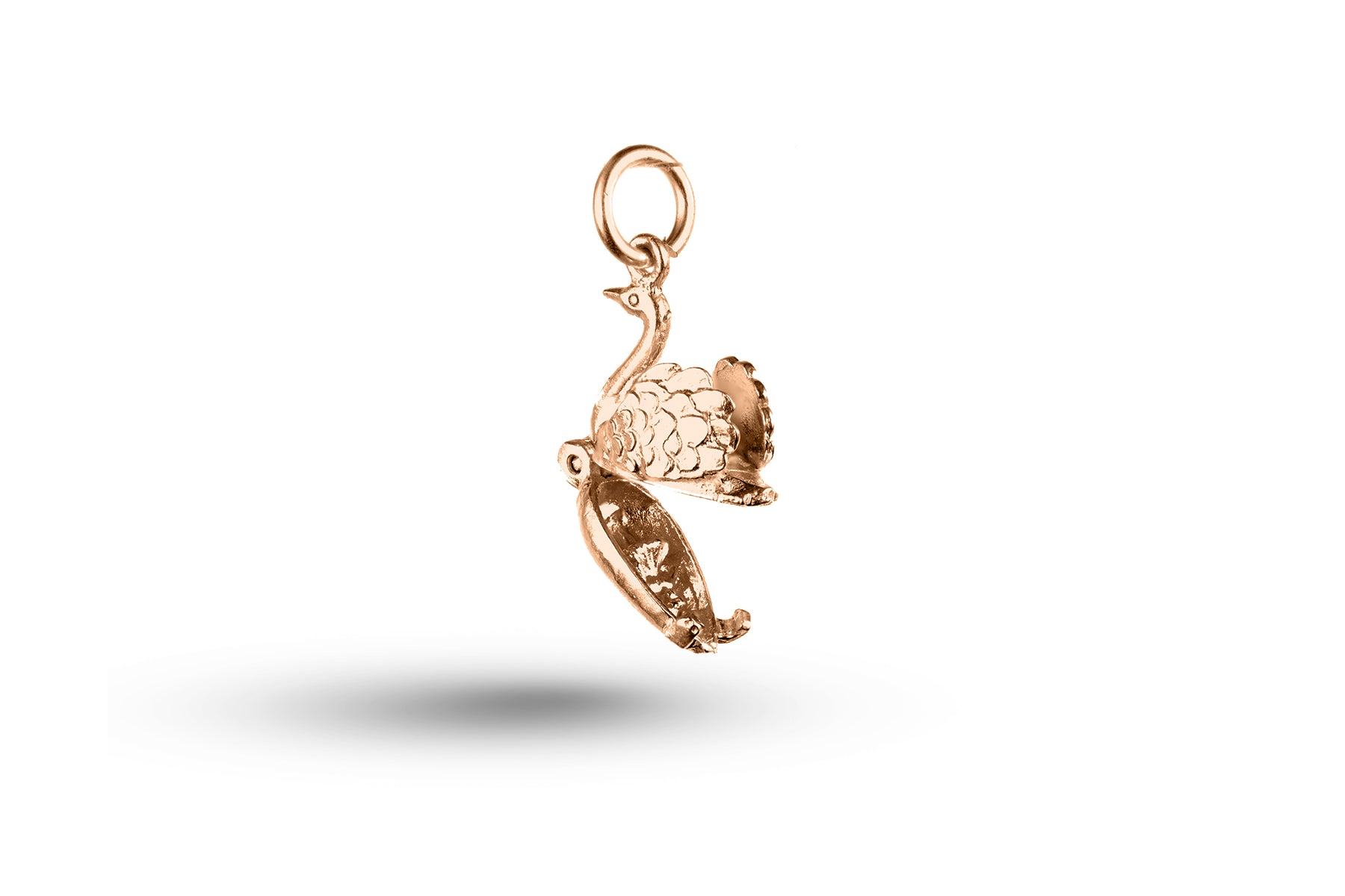 Rose gold open Swan charm.