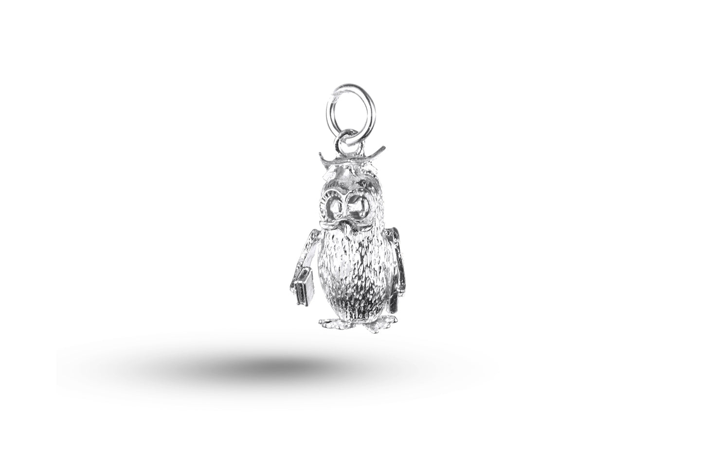 White gold Movable Wise Owl charm.