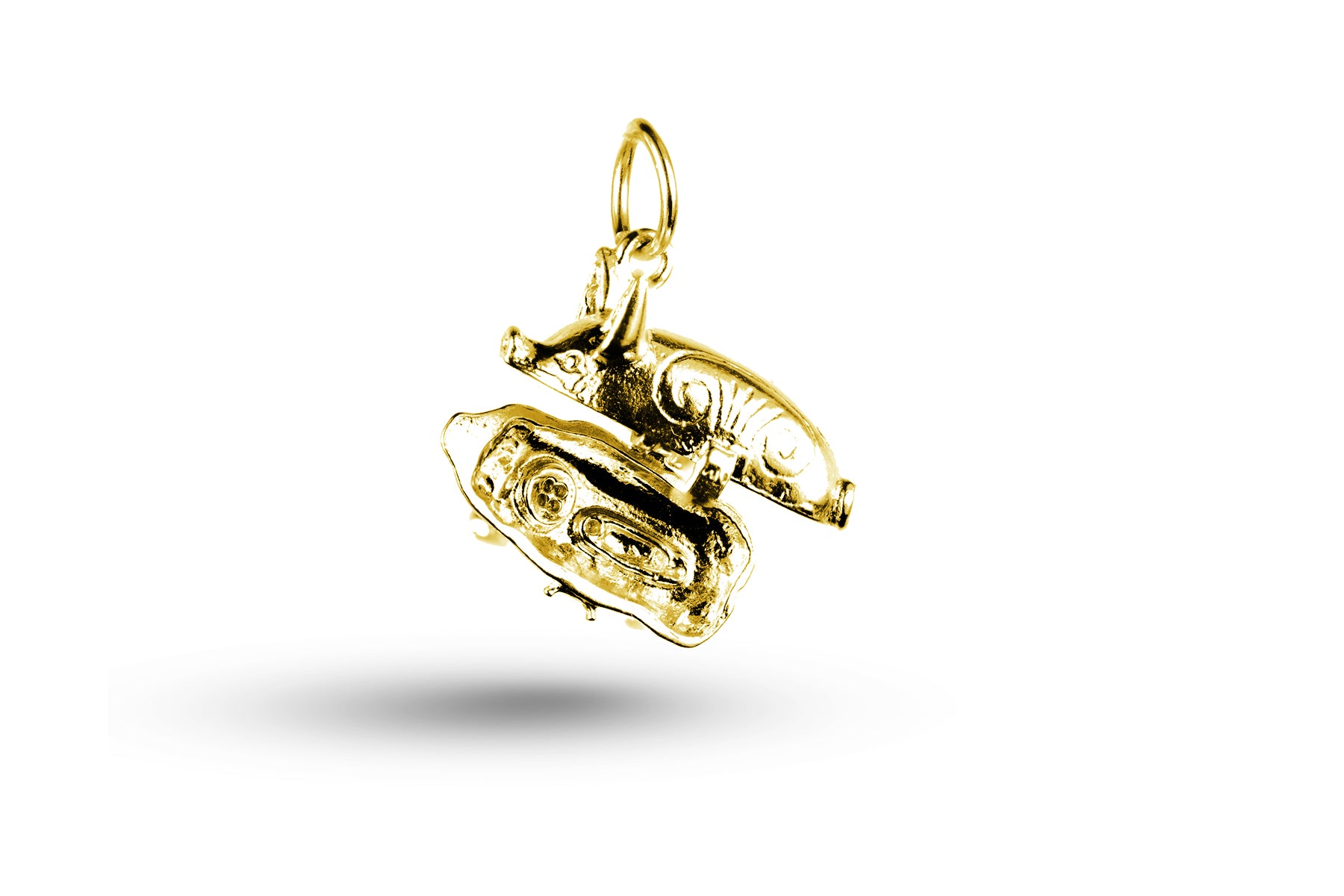 Yellow gold open Pig charm.