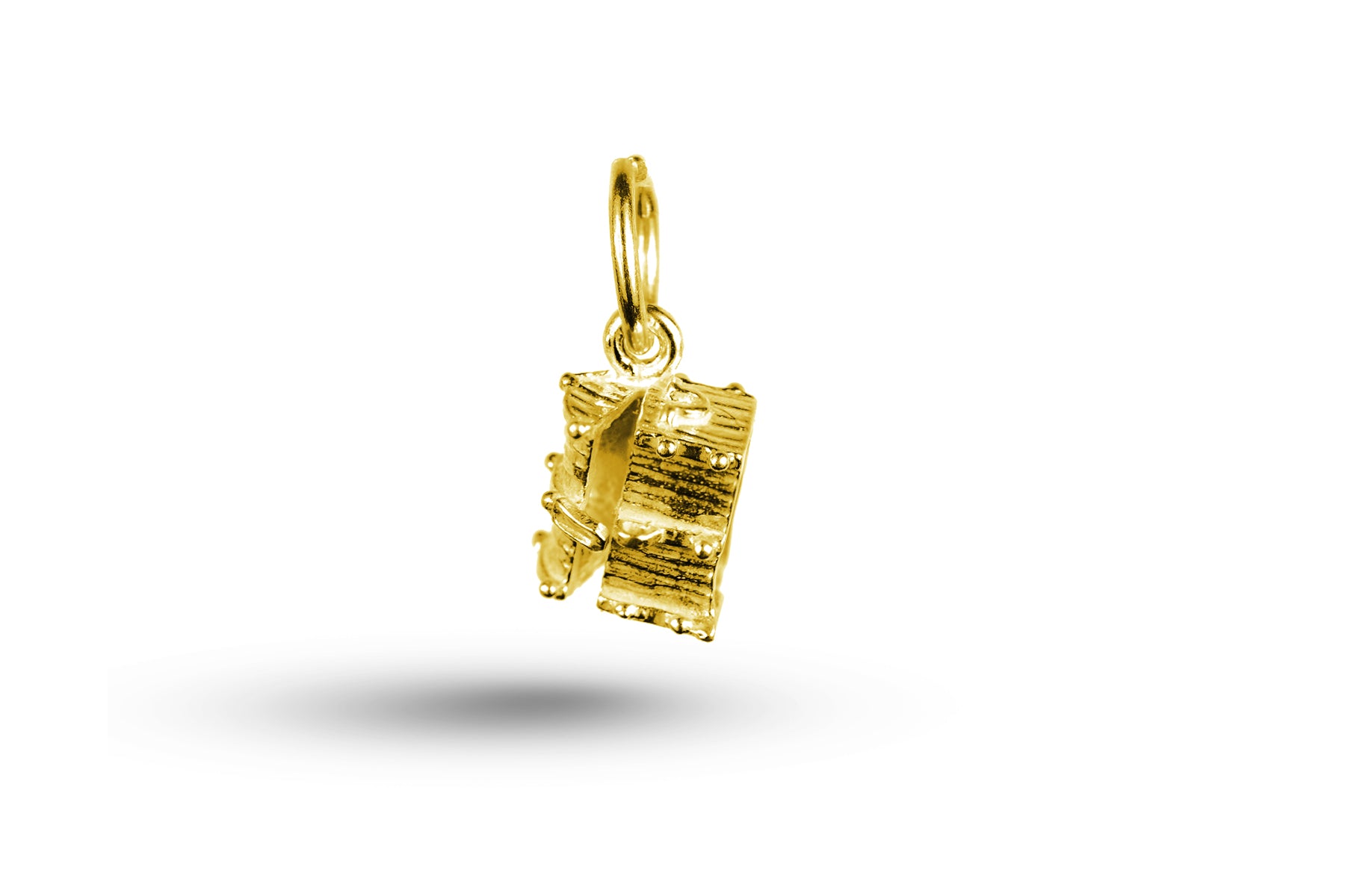 Yellow gold Solid Treasure Chest charm.