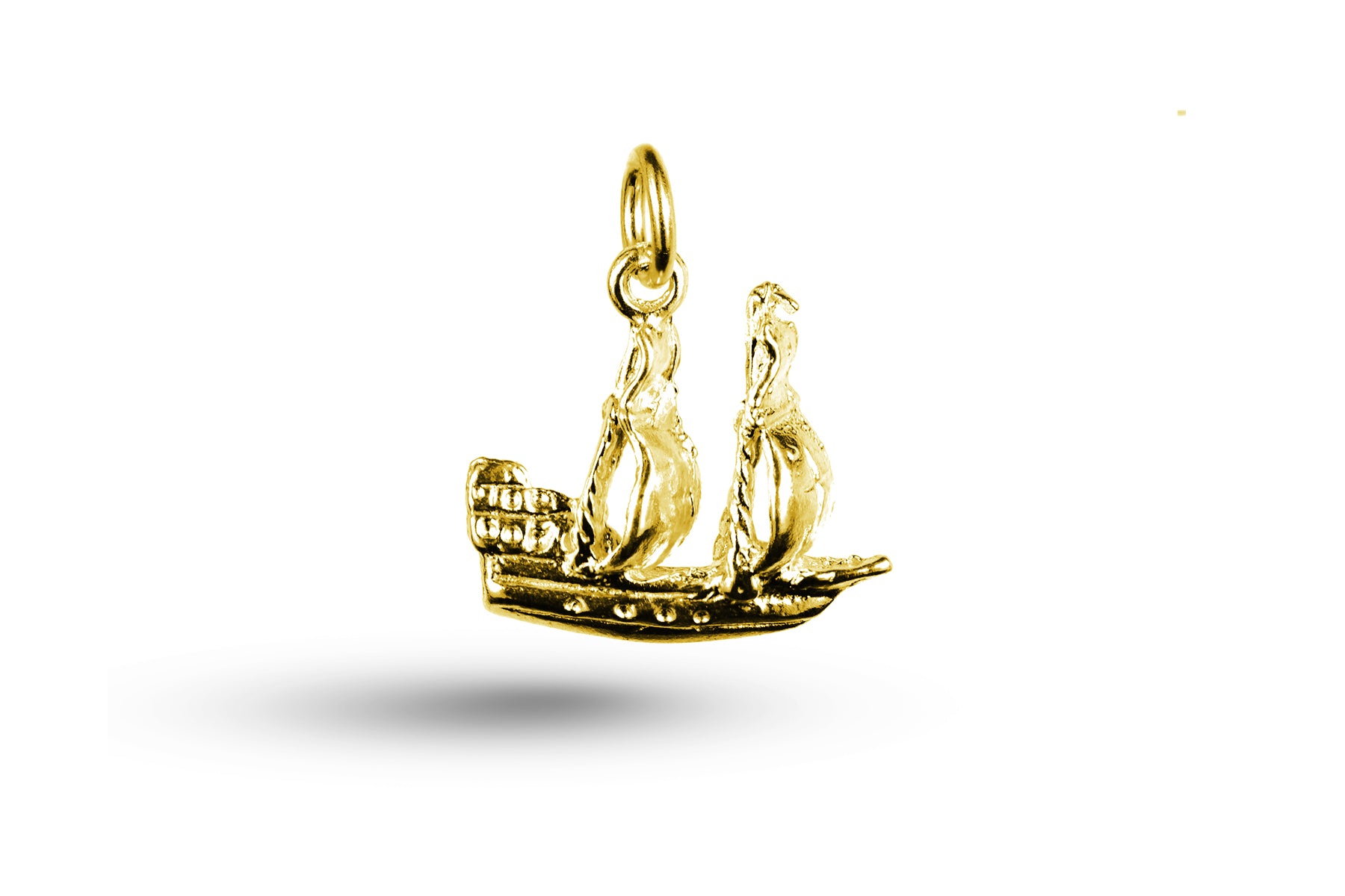 Yellow gold Full Sail Galleon charm.