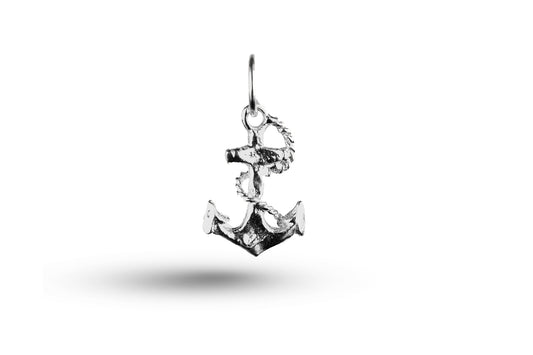 Luxury white gold anchor with rope charm.