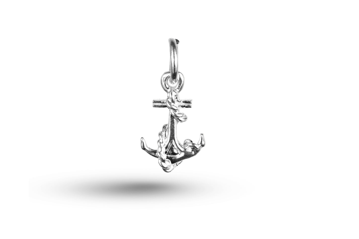 White gold Anchor with Rope charm.