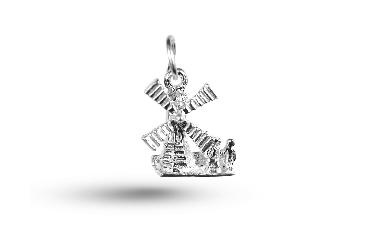 Luxury white gold Boy - Girl and Windmill charm.