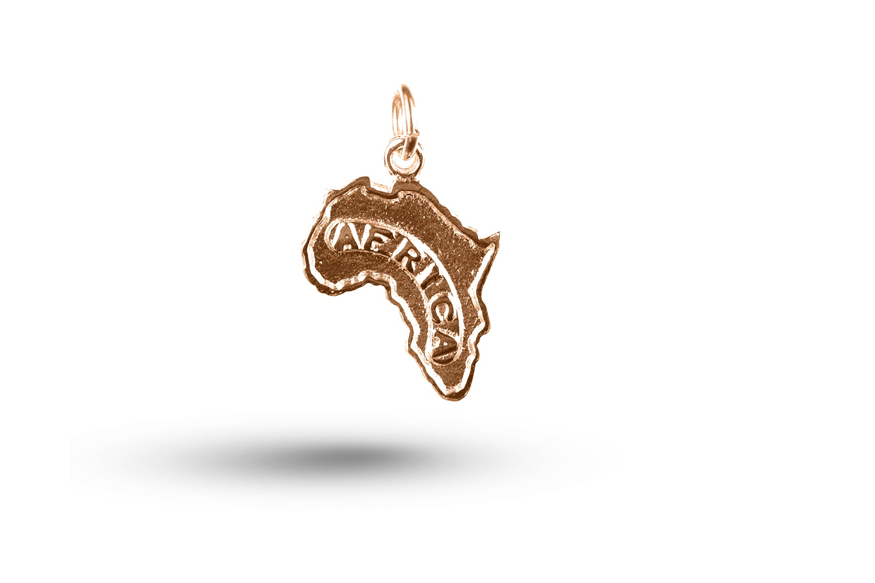 Luxury rose gold Africa map charm.