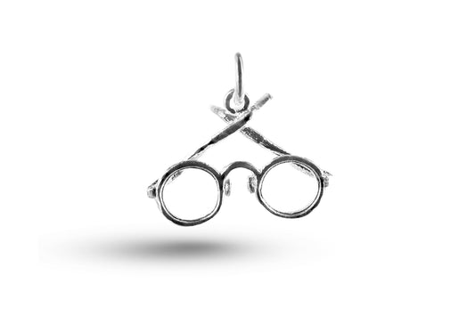 White gold Pair of Glasses charm.