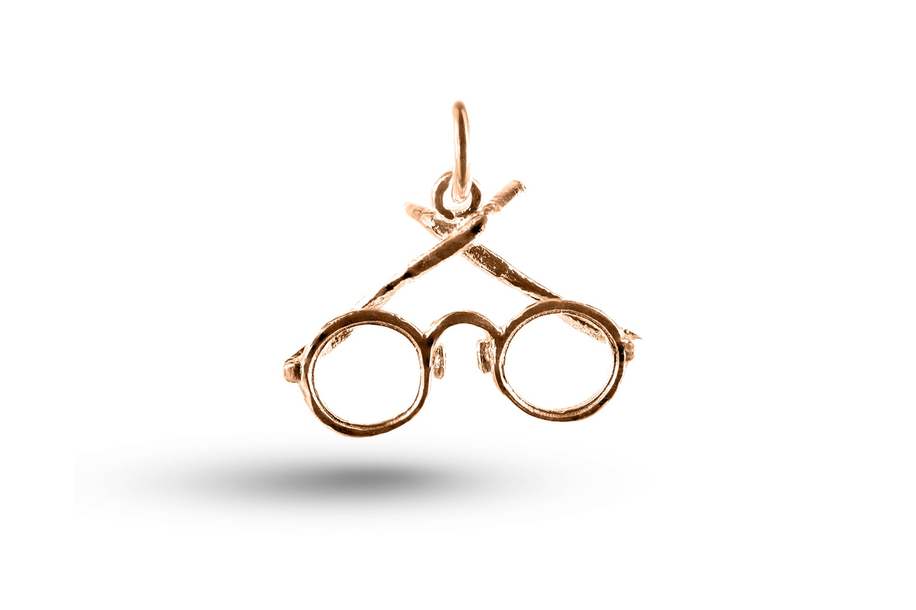 Rose gold Pair of Glasses charm.
