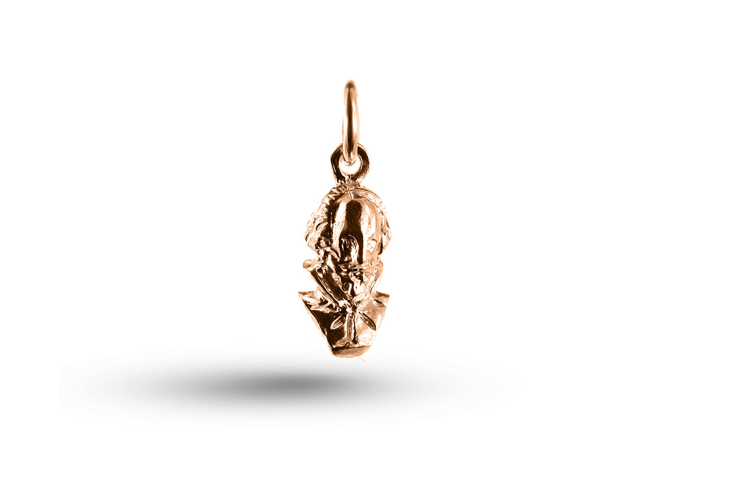 Rose gold Shakespeare Bust charm.