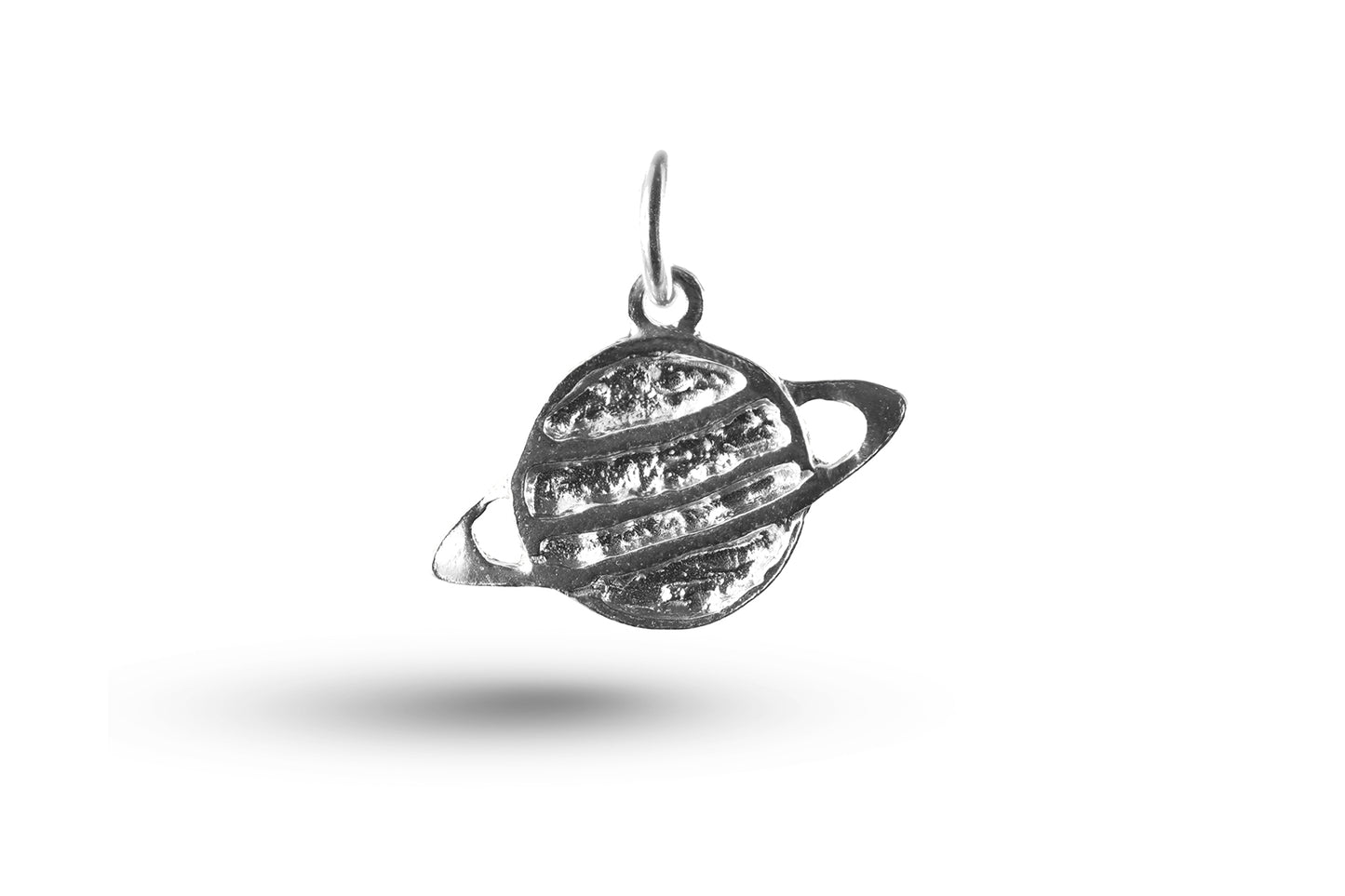 White gold Saturn Planet charm.