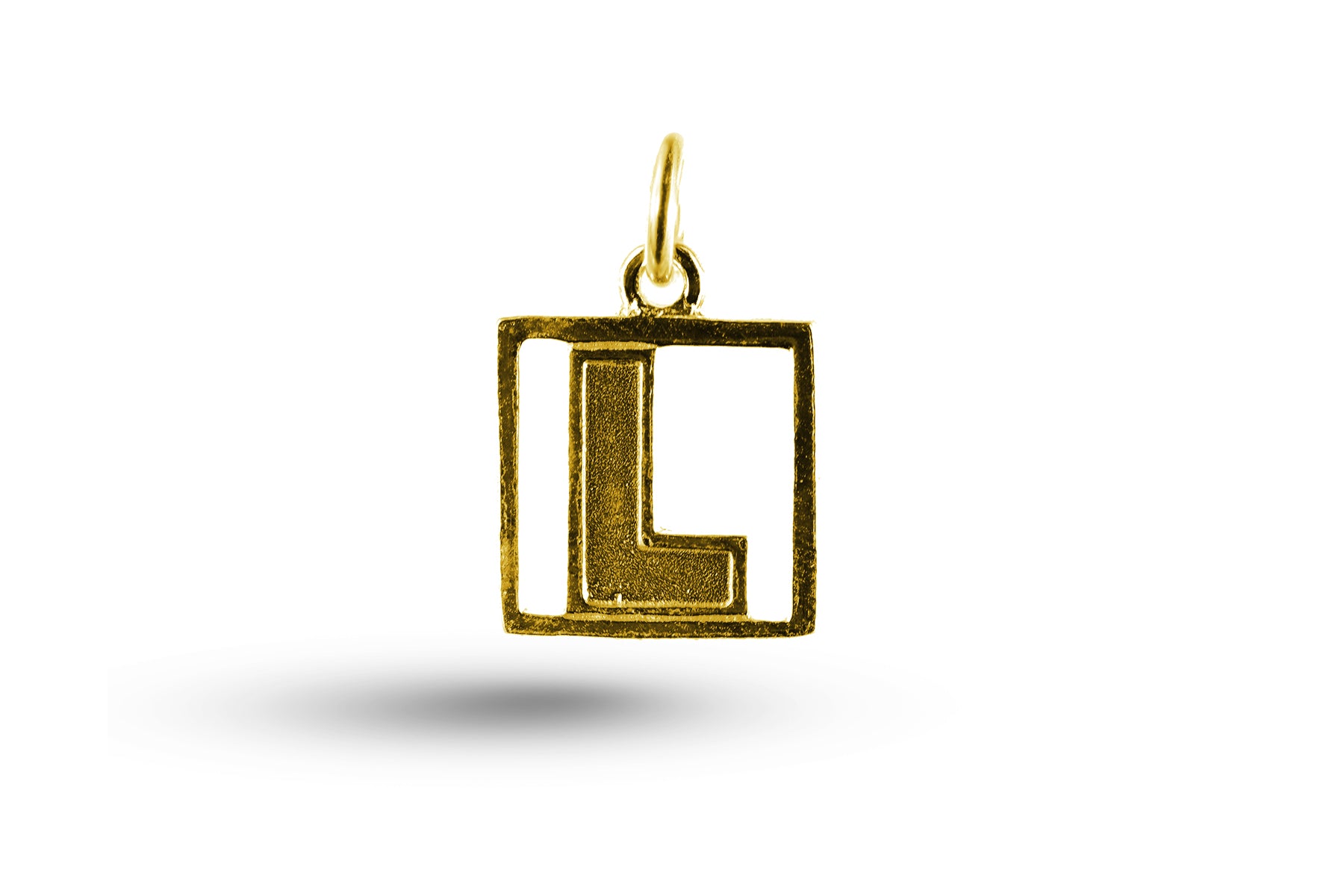 Yellow gold L Plate charm.