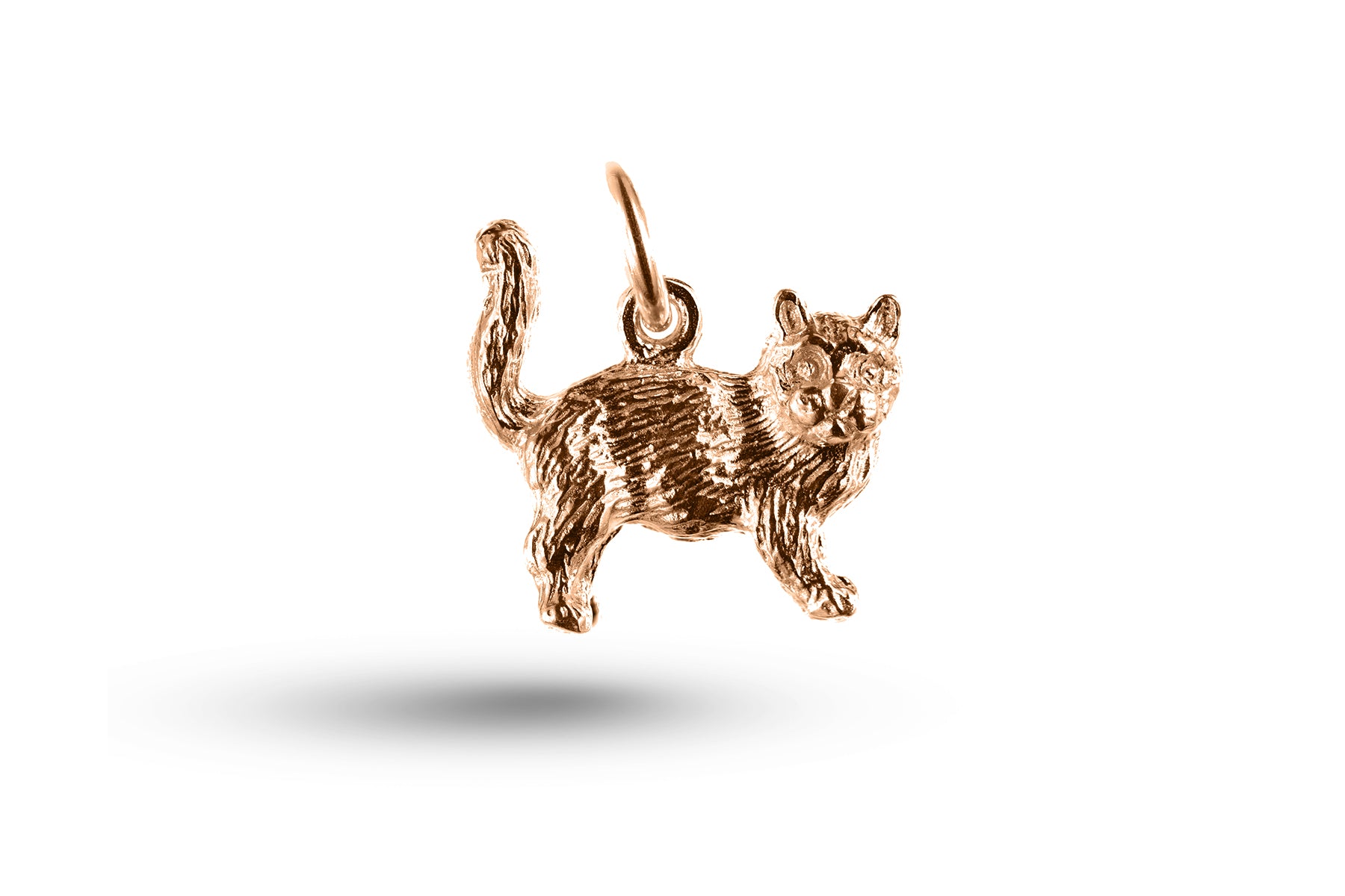 Rose gold Tail up Cat charm.