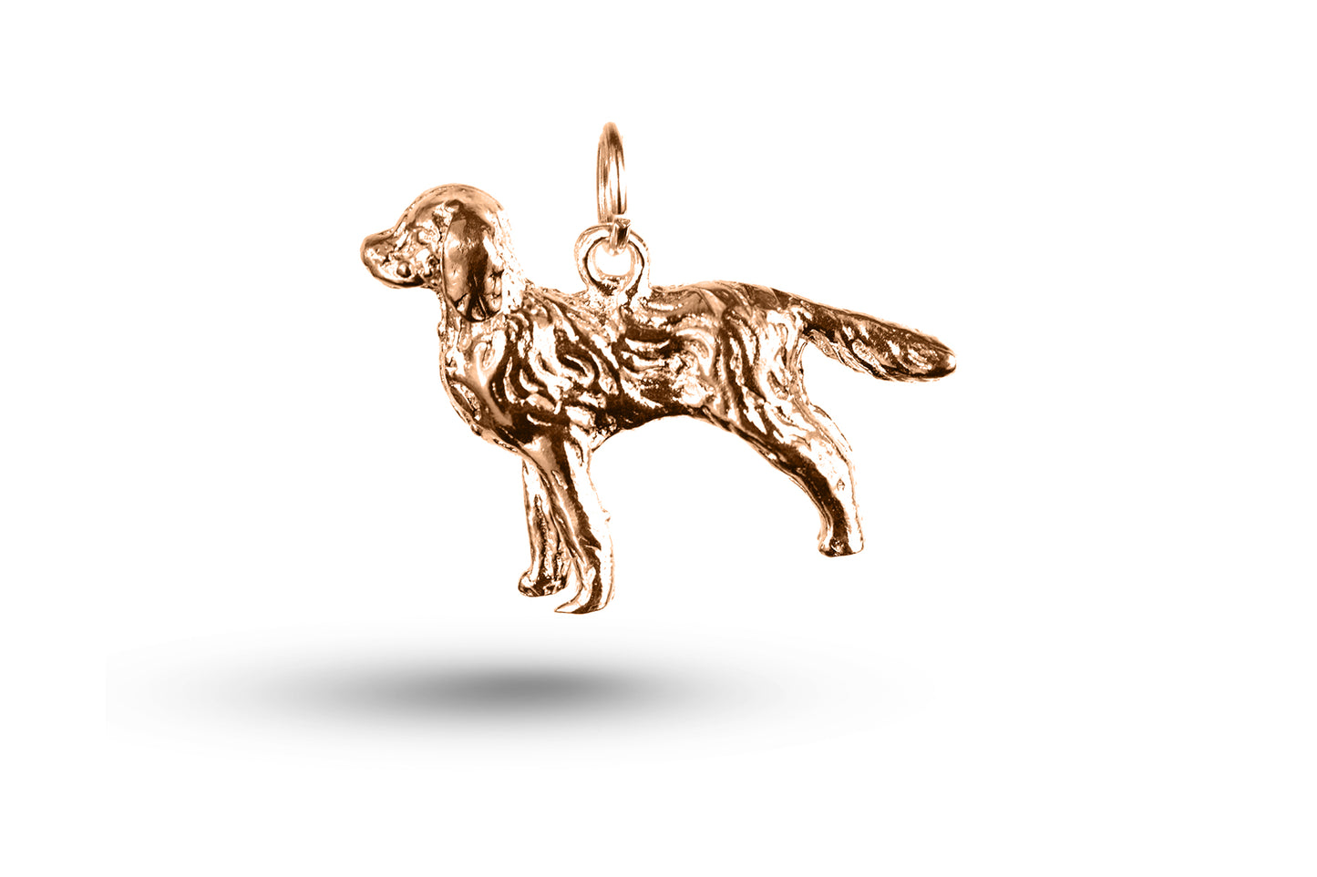 Rose gold Golden Retriever Dog charm.