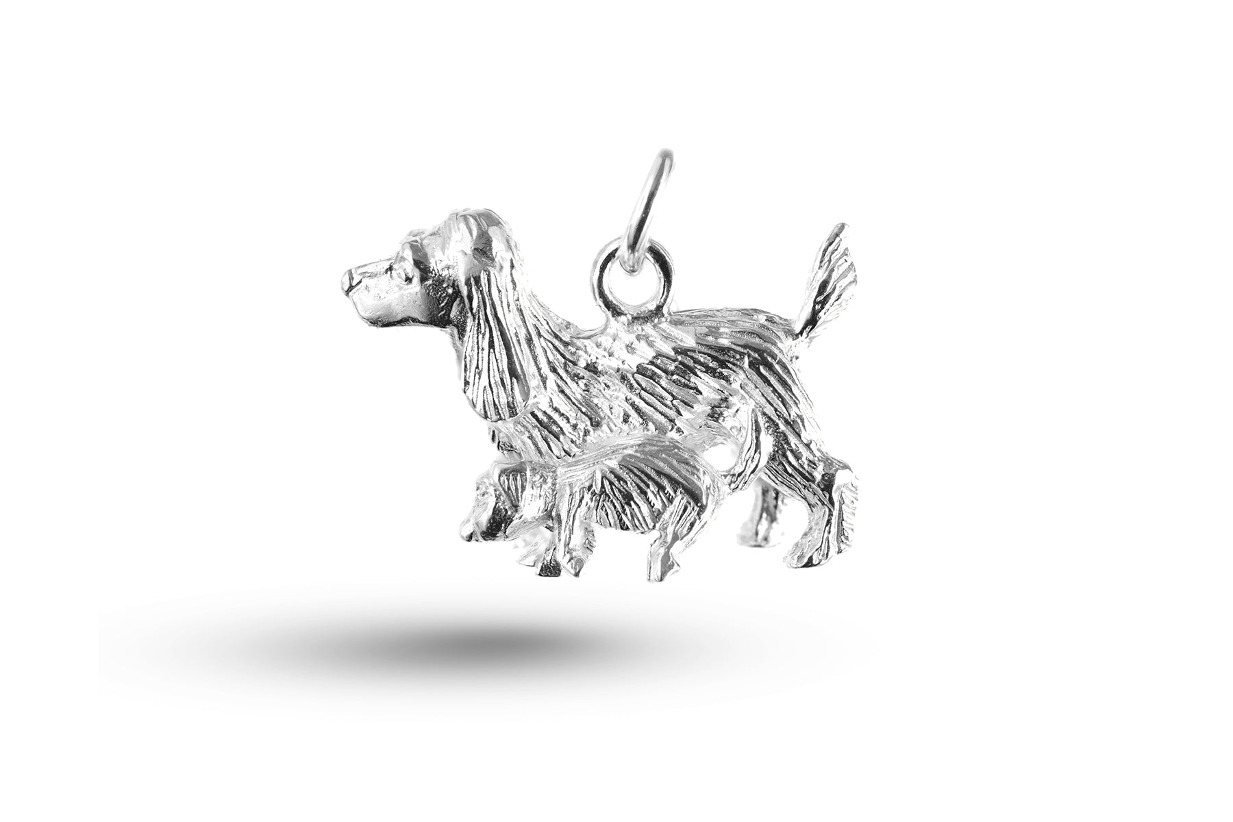 White gold Dog and Pup charm.