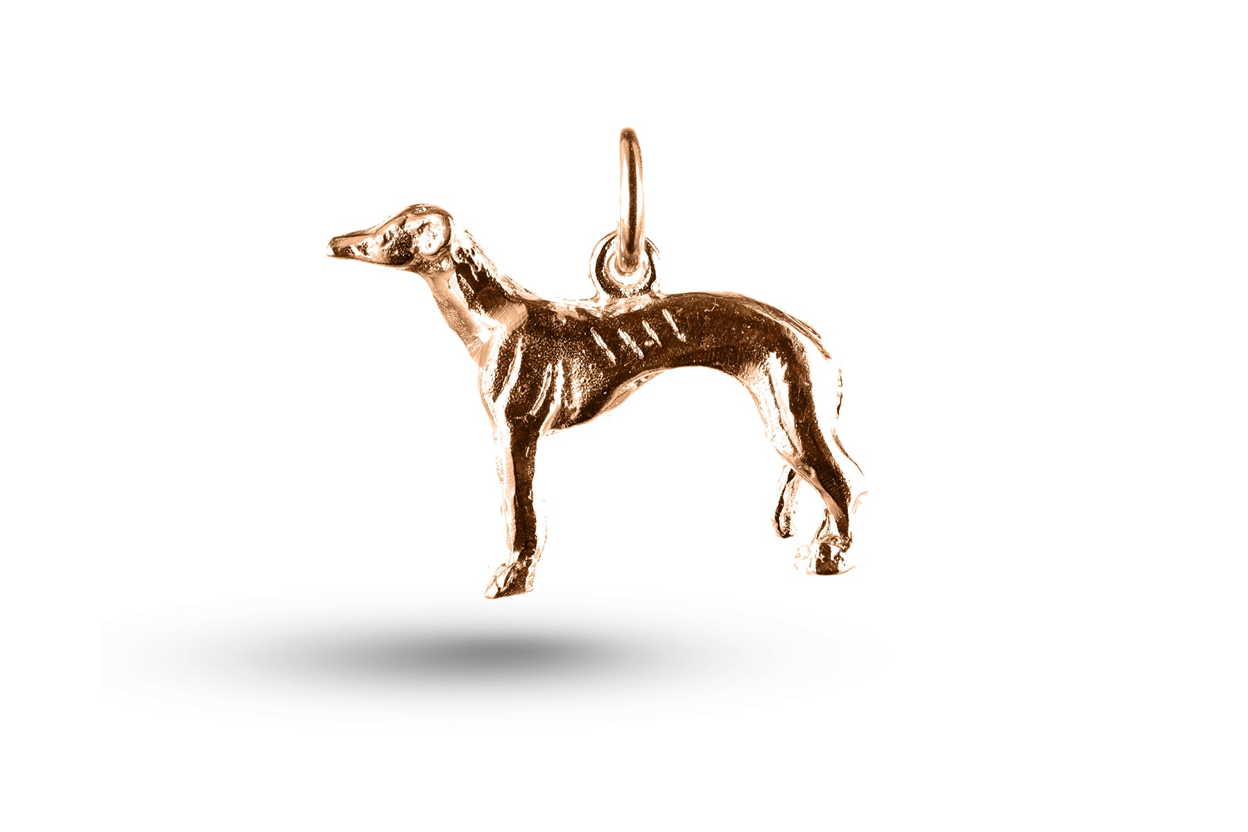 Rose gold Greyhound Dog charm.